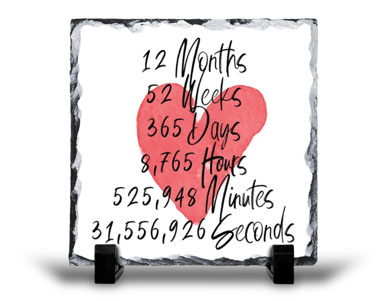 12 Months 1st Year Anniversary Gift Rock Slate