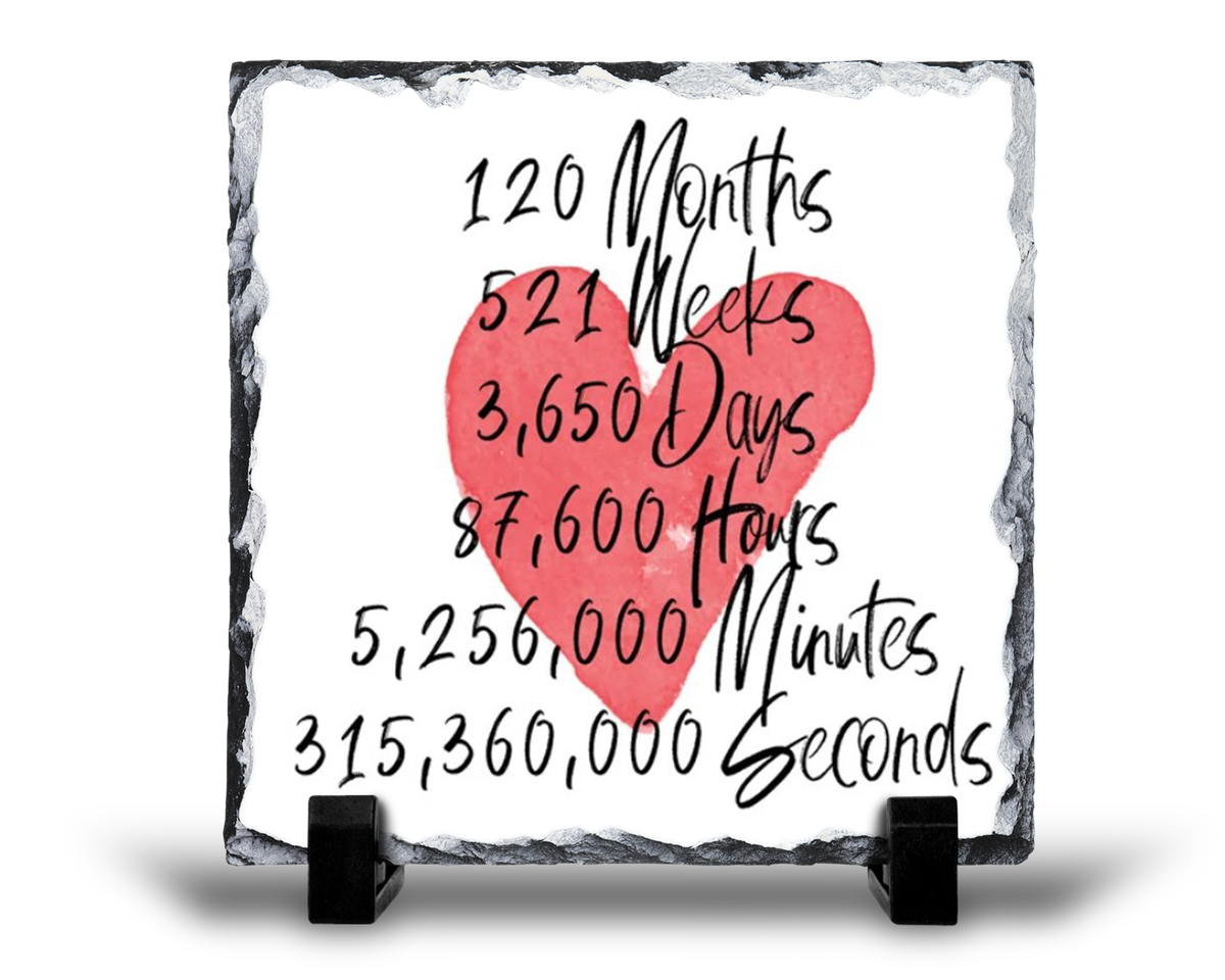 120 Months 12th Birthday Year Anniversary Gift Rock Slate