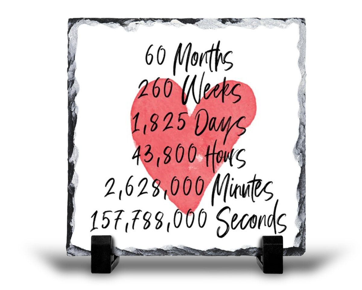 60 Months 5th Year Anniversary Gift Rock Slate