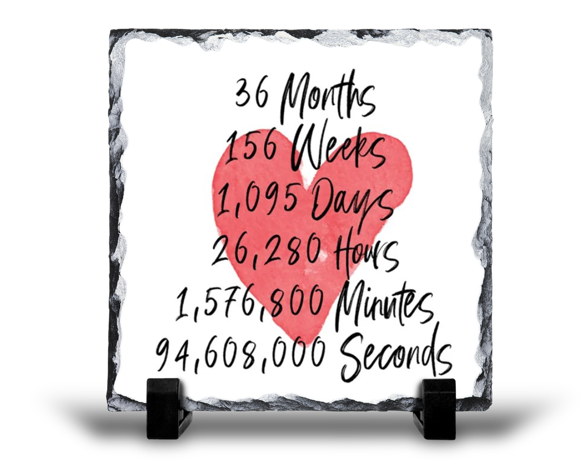 36 Months 3rd Year Anniversary Gift Rock Slate